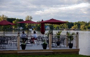 Jake's outdoor seating on the river.