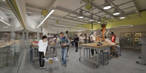 Rendering of renovations to be done to the Makerspace in the ERC at Clarkson