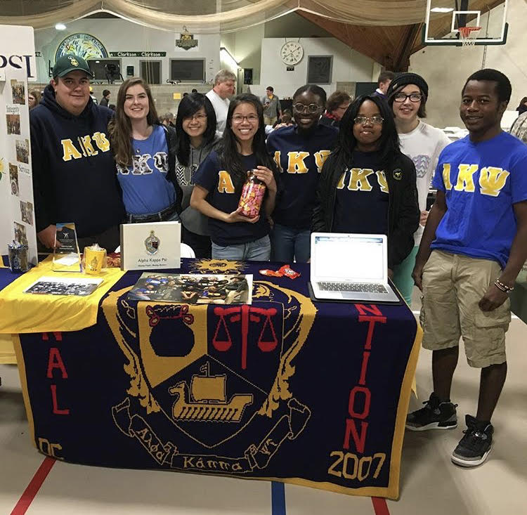 Students of Alpha Kappa Psi tabling at Relay for Life in the ERC