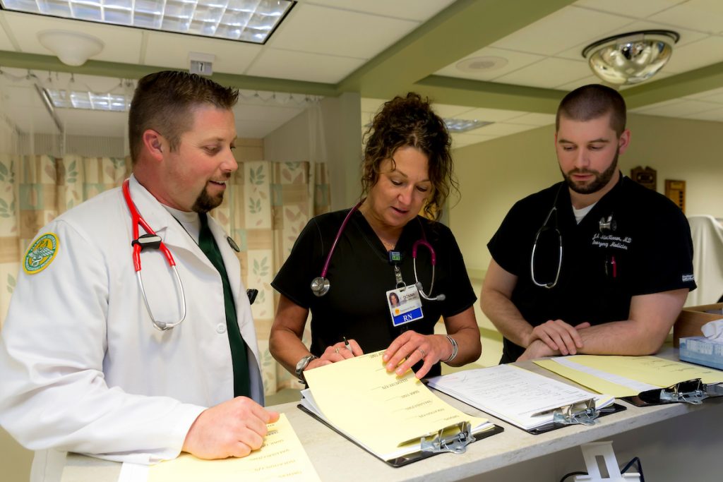 Clarkson PA student, Aaron Cooper, completes his round at Canton-Potsdam Hospital.