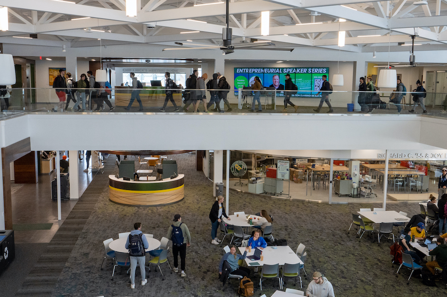 This shows a wide shot of the Educational Resource Center first and second floors. Students and study spaces are featured.