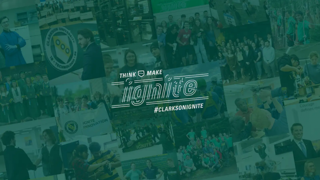 A collage of photos featuring Ignite students and staff participating in various events and activities, with the text “Think Make Ignite” overlaid.
